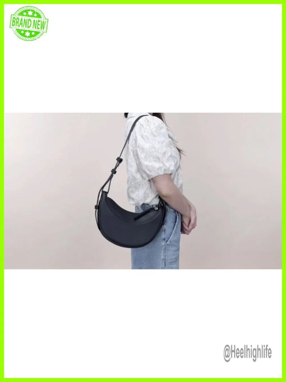 Faux Leather Saddle Bag Crescent Crossbody Hobo Purse with 2 Straps
